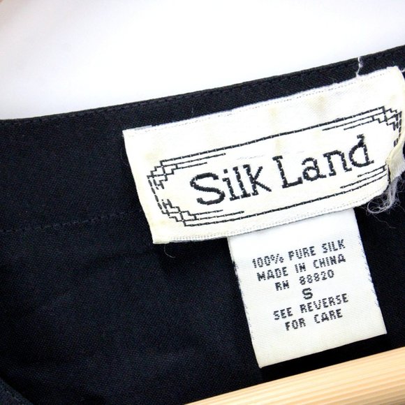 Vintage Silk Land Blouse Top Womens Black Button Front Long Sleeve Size Small S - Picture 6 of 9